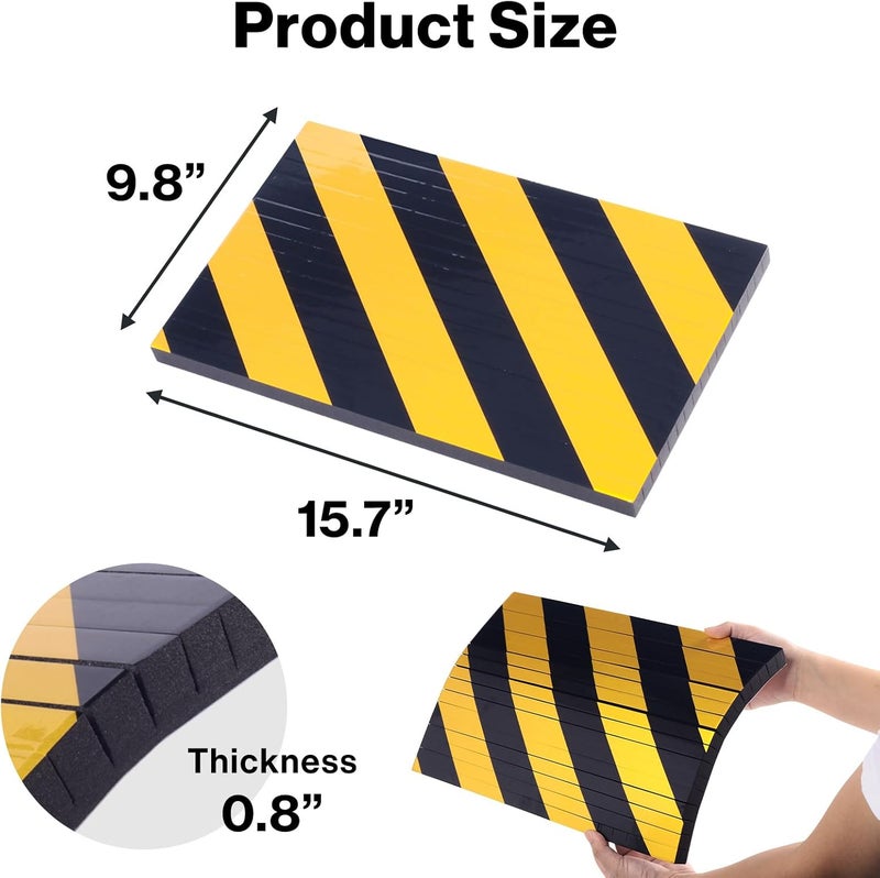 Japard 4 Pack Garage Wall Protector for Car Doors, Column Pole Corner Guard for Parking Garages, Edge Foam, Protect Your Car Bumpers, Black Yellow - Image 2